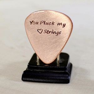 Copper guitar pick with you pluck my heart strings GP800 image 3