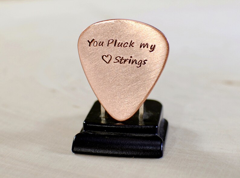 Copper guitar pick with you pluck my heart strings GP800 image 3