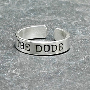 Sterling silver men's toe ring with I'm the dude Solid 925 TR436 image 3