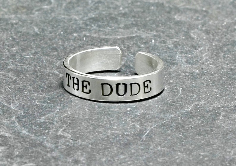 Sterling silver men's toe ring with I'm the dude Solid 925 TR436 image 3