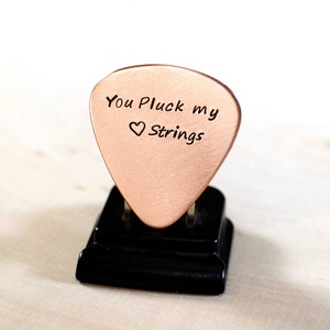 Copper guitar pick with you pluck my heart strings GP800 image 4