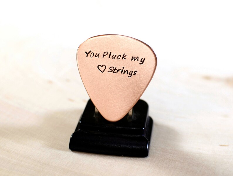 Copper guitar pick with you pluck my heart strings GP800 image 4