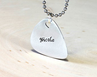 Guitar Pick Necklace Handmade from Aluminum for Personalized Names - NL992