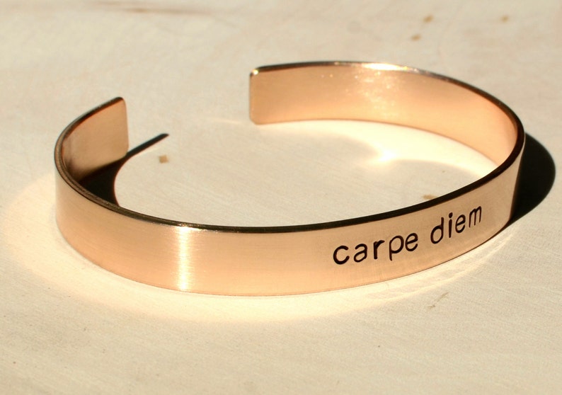 Bronze Carpe Diem Cuff Bracelet with Inspiration to Seize the Day BR010 image 4