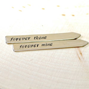 Forever thine forever mine sterling silver collar stays for weddings and love Solid 925 CS434 image 1