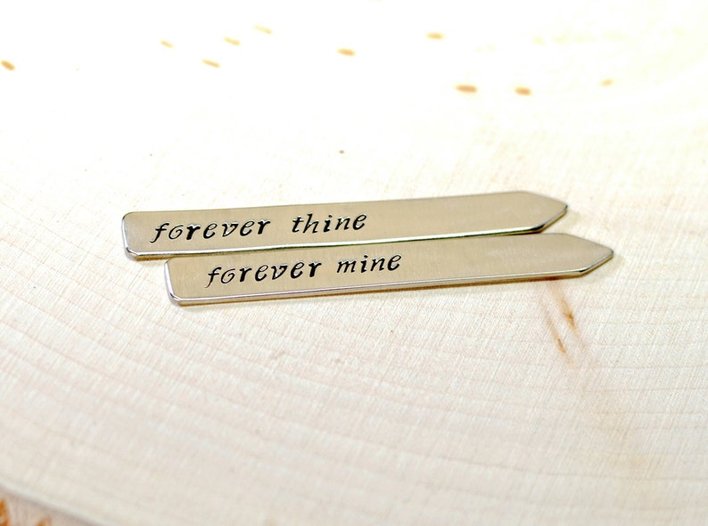 Forever thine forever mine sterling silver collar stays for weddings and love Solid 925 CS434 image 1