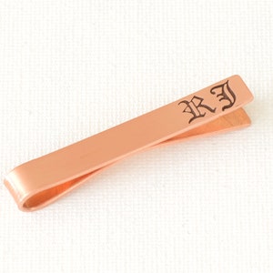 Old English Copper Tie Clip - Personalized Copper Tie Bar with Initials - TB11201871