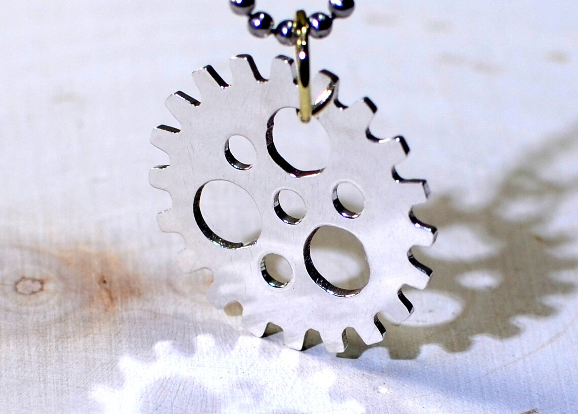Sterling Silver Bicycle Sprocket Necklace Handmade for the Etsy