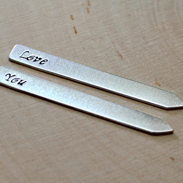 Love collar stays in aluminum and sterling silver for gifts of love or 10th aluminum anniversary - CS598