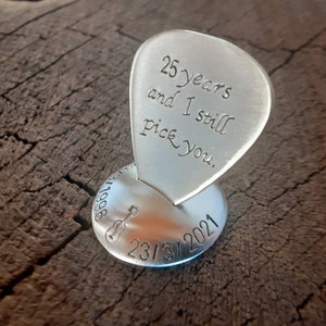 Sterling silver guitar pick with stand silver anniversary 25th anniversary image 5