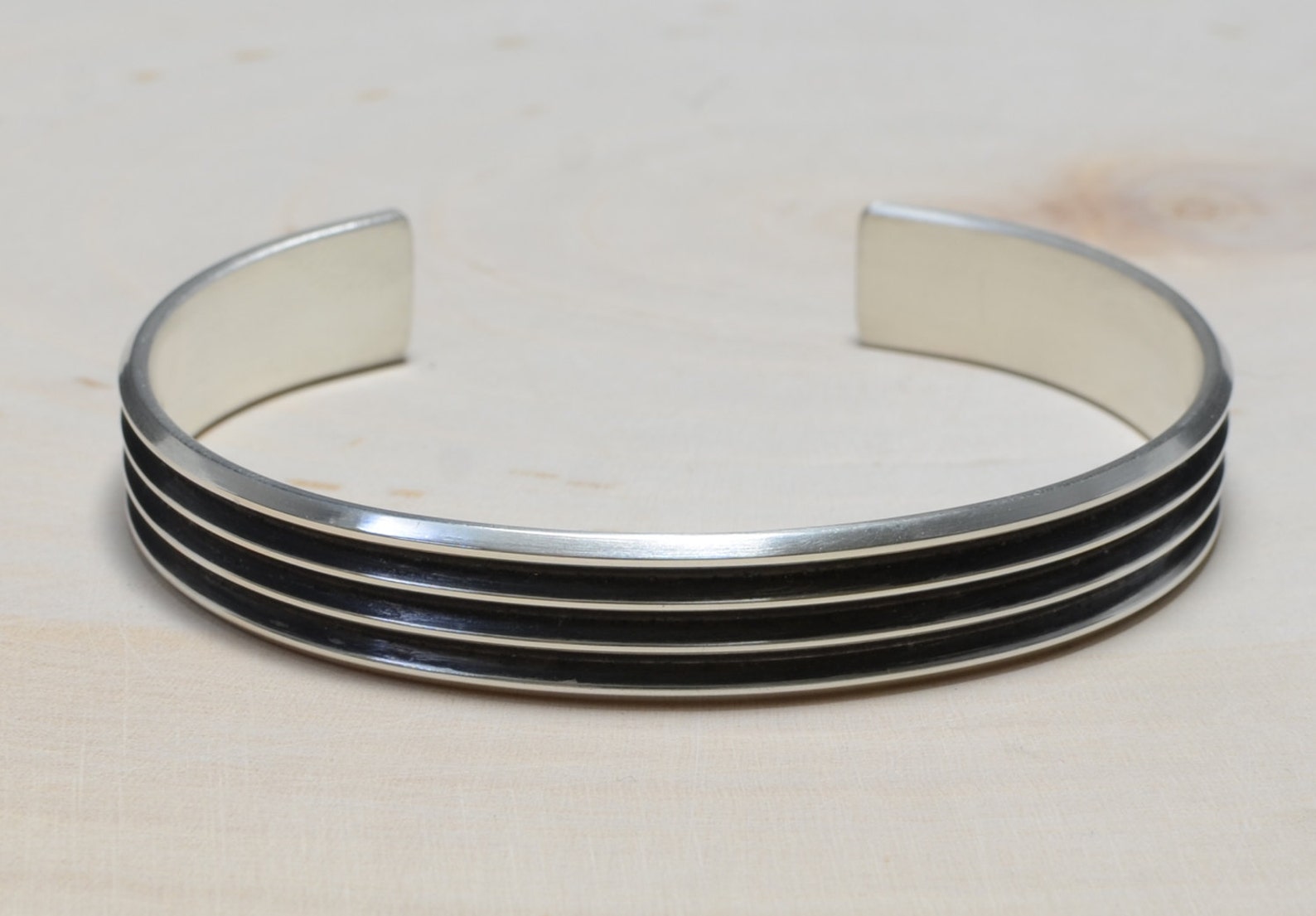 Modern Mens Silver Cuff Bracelet With Ultra Chic Grooves - Etsy