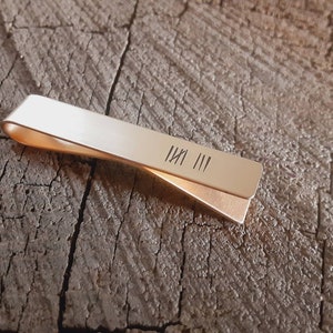Bronze tie bar for 8th or 19th anniversary - tally mark tie bar - anniversary - bronze anniversary gift