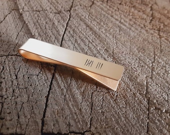 Bronze tie bar for 8th or 19th anniversary - tally mark tie bar - anniversary - bronze anniversary gift
