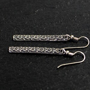 Simple flower drop earrings in solid sterling silver
