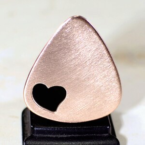 Love Guitar Pick in Copper with Heart Cut Out and Space to Personalize GP659 image 2
