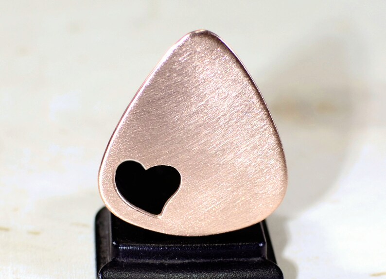 Love Guitar Pick in Copper with Heart Cut Out and Space to Personalize GP659 image 2