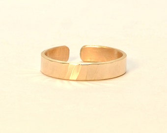 14k Solid Yellow Gold Hammered Toe Ring - Solid 14k Gold - TR348