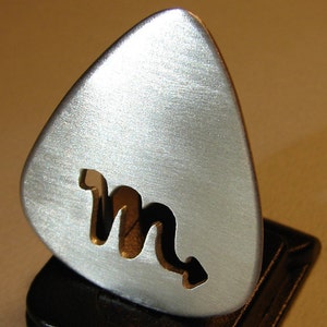 Silver Zodiac sign guitar pick