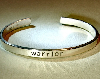 Sterling silver warrior cuff bracelet for a cancer survivor - solid925 BR515