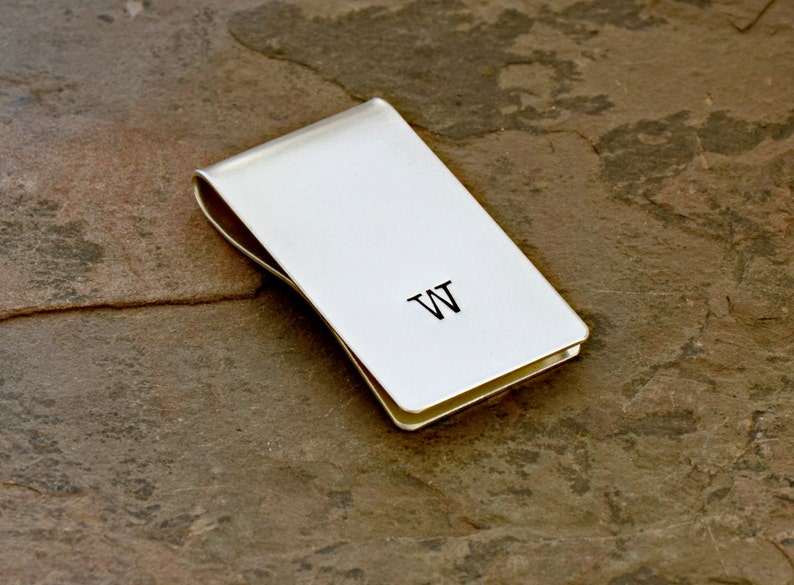 Money Clip Graduation Personalized with Simple Hand Stamped Initial in Sterling Silver solid 925 MC112 image 3