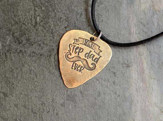 Guitar Pick Pendant Playable With Best Stepdad Ever Gift for Step