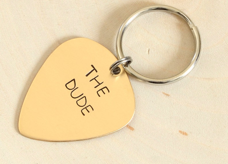 Personalized Bronze Guitar Pick Keychain Custom Stamped and Etsy