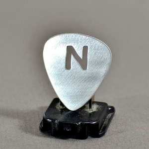 Personalized Guitar Pick Handmade from Aluminum with Custom Cut Out Initials GP7134 image 3