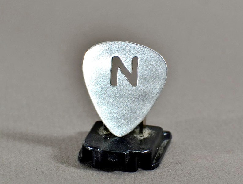 Personalized Guitar Pick Handmade from Aluminum with Custom Cut Out Initials GP7134 image 3