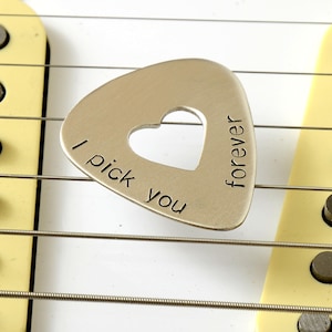 I Pick You Forever Sterling Silver Guitar Pick with Heart - GP7209