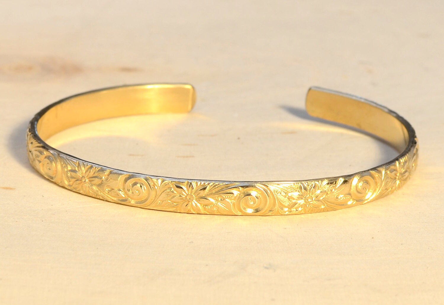 Gold Flower Silk Cuff Bracelet