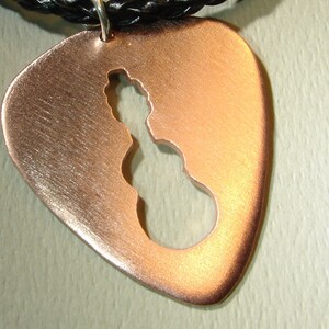 Copper Guitar Pick Pendant with Rock and Roll Cut Out