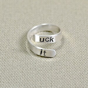 Fu&#39;k it sterling silver bypass ring - Statement Wrap Ring in Solid 925 RG957