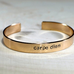 Bronze Carpe Diem Cuff Bracelet with Inspiration to Seize the Day BR010 image 3