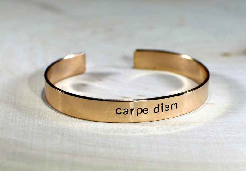 Bronze Carpe Diem Cuff Bracelet with Inspiration to Seize the Day BR010 image 3