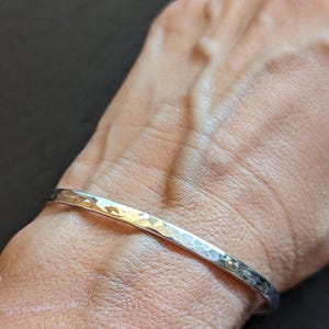 Dainty Sterling silver cuff Bracelet forged from round wire - Solid 925 BR091