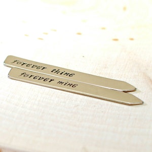 Forever thine forever mine sterling silver collar stays for weddings and love Solid 925 CS434 image 3