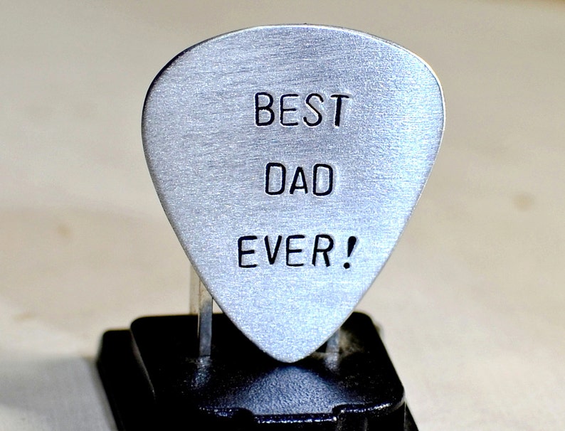 Guitar Pick for Best Dad Ever Handmade from Aluminum for a rocking dad Can be personalized for Father's Day or any other Occasion GP919 image 2