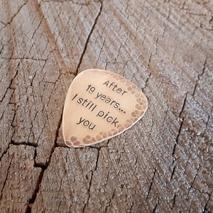 distressed Bronze guitar pick for 8th or 19th anniversary playable anniversary gift christmas gift image 2