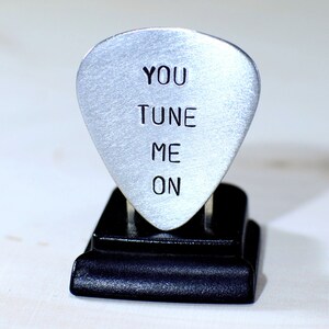 Guitar Pick with You Tune Me On Handmade in Aluminum GP904 image 4