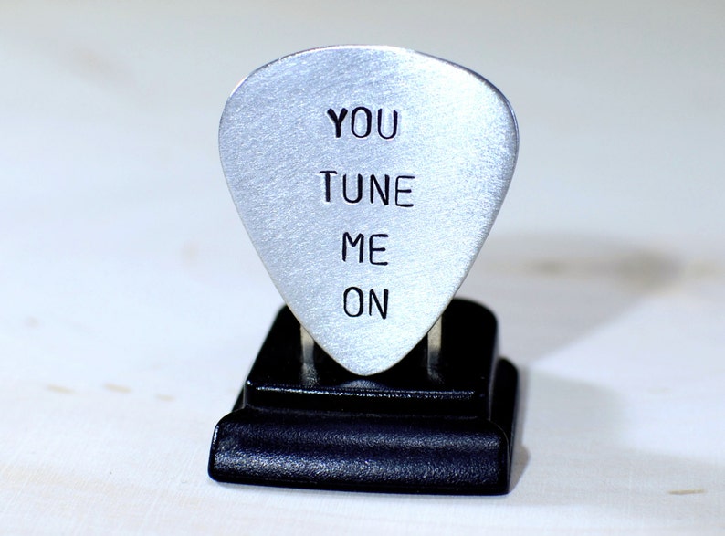 Guitar Pick with You Tune Me On Handmade in Aluminum GP904 image 4