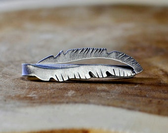 Artistic Feather Tie Clip Handmade in Aluminum  - Tie Bar TB703