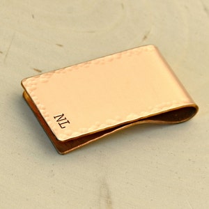 Personalized hammered copper money clip hand for 7th anniversaries, dads, and custom gifts - MC023