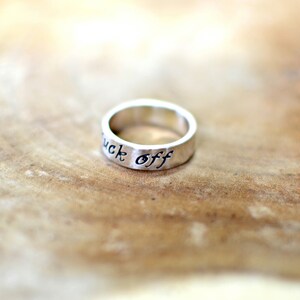 Elegant sterling silver fu&#39;k off ring in solid 925 with fancy font for extra a classy statement - solid 925 RG171