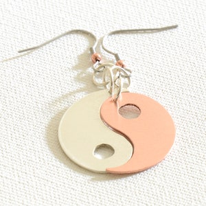 Yin Yang Earrings in Copper and Sterling Silver