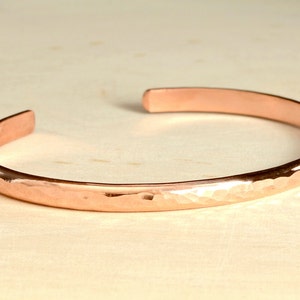 Dainty Hammered Copper Cuff Bracelet with Personalized Inside Engraving for Stacking or Accent Accessory - BR018