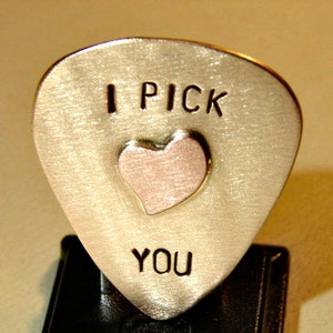 Bronze Guitar Pick with I Pick You and Special Copper Heart GP5127 image 2