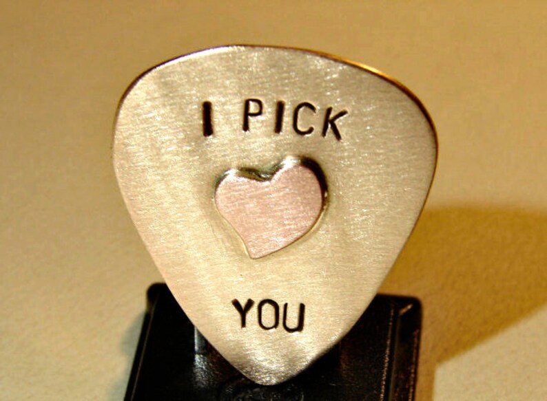 Bronze Guitar Pick with I Pick You and Special Copper Heart GP5127 image 2