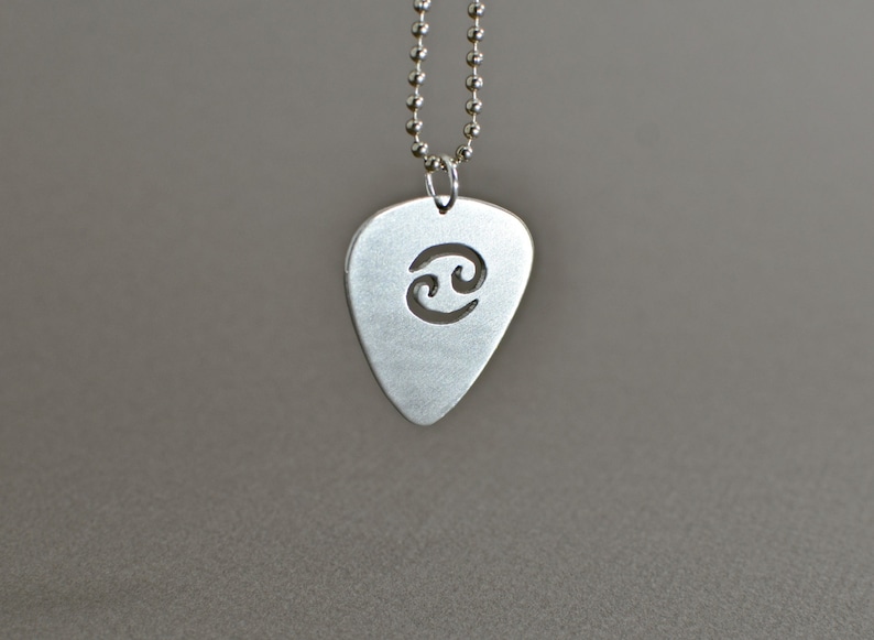 Sterling Guitar Pick Pendant With Personalized Horoscope Sign Etsy