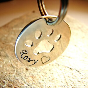 Sterling silver dog tag with handsawed paw cut out and personalized name 925 DT404 image 5