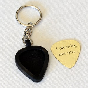 brass guitar pick keychain - guitar pick holder - guitar pick pouch - brass plectrum - christmas gift - musician gift - GP11201864